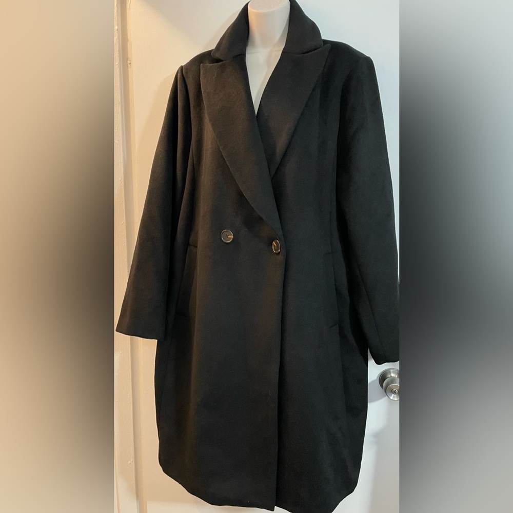 Lane Bryant Elegant Black Double-Breasted Women's Coat Sz.18